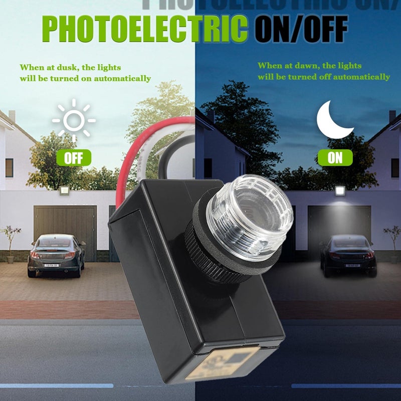 EPLZON Photocell Sensor for Outdoor Lights,120V-277V AC Dusk to Dawn Light Sensor Control,Hardwired Post Eye Photocontrol with Wall Plate - Image 4